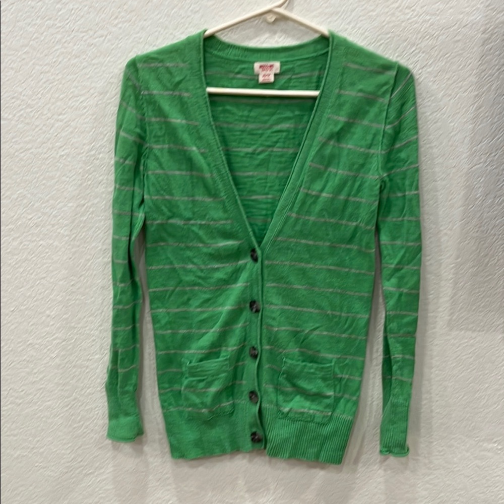 Mossimo Supply Co Green Cardigan Sweater with Long Sleeves and V-Neck